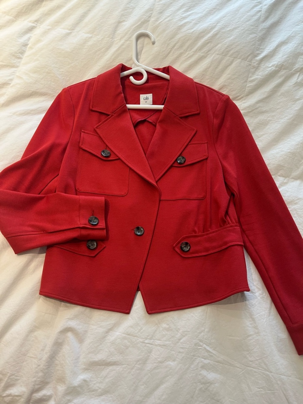 CAbi Coral Double-Breasted Cropped Blazer